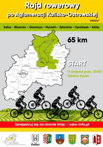 plakat a0 1414x1000 212x300 - Rajd rowerowy po Aglomeracji Kalisko - Ostrowskiej - etap I (Kalisz - Blizanów - Stawiszyn - Mycielin - Żelazków - Opatówek - Kalisz)