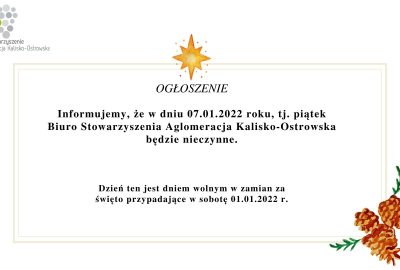 kasztanowa wyrafinowana vintage trzej krolowie boze narodzenie wydarzenia i specjalne zainteresowania prezentacja 400x270 - 07 STYCZNIA 2022 R. BIURO STOWARZYSZENIA AGLOMERACJA KALISKO-OSTROWSKA BĘDZIE NIECZYNNE.