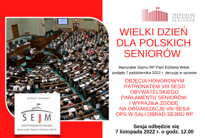 wielki dzien dla polskich seniorow 400x270 - VIII Sesja Obywatelskiego Parlamentu Seniorów już 7 listopada o godzinie 12:00