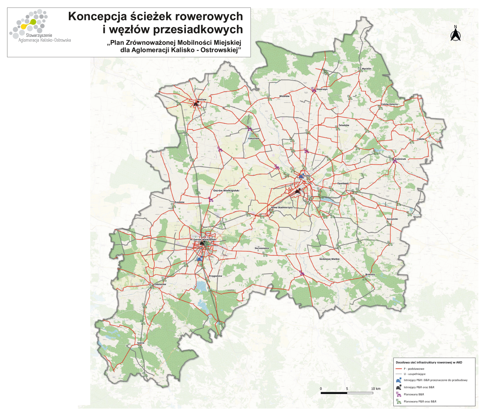 sciezki rowerowe - Układ dr&oacute;g rowerowych i ciąg&oacute;w pieszo-rowerowych