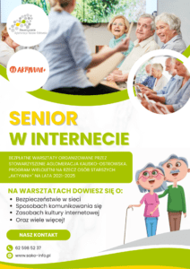 „Senior w internecie”, Projekt dofinansowany ze środków programu wieloletniego na rzecz Osób Starszych „AKTYWNI+” na lata 2021–2025 warsztaty senior plakat 212x300 - „Senior w internecie”, Projekt dofinansowany ze środków programu wieloletniego na rzecz Osób Starszych „AKTYWNI+” na lata 2021–2025