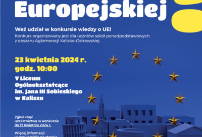 Plakat konkurs wiedzy o Unii Europejskiej 23 kwietnia 2024 roku