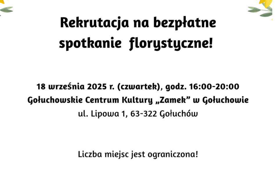 warsztaty goluchow 18.09.2025 950x630 - Rekrutacja na spotkanie florystyczne - 18 września 2025 r. - Gołuchowskie Centrum Kultury „Zamek” w Gołuchowie