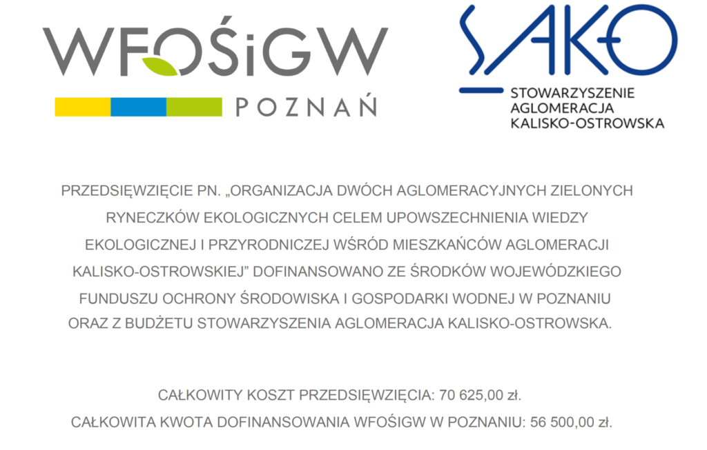 projekt zielony ryneczek 2025 1024x653 - Rusza projekt dofinansowany przez WFOŚiGW w Poznaniu pn. „Organizacja dwóch aglomeracyjnych zielonych ryneczków ekologicznych celem upowszechnienia wiedzy ekologicznej i przyrodniczej wśród mieszkańców Aglomeracji Kalisko-Ostrowskiej”