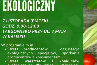 Zielony Ryneczek mieszkancy 7.11.2025 400x270 - Zielony Ryneczek Ekologiczny – zapraszamy mieszkańców Aglomeracji Kalisko-Ostrowskiej!