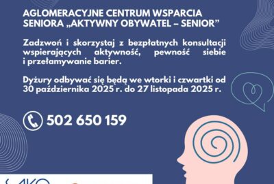 Centrum wsparcia seniora 400x270 - Aglomeracyjne Centrum Wsparcia Seniora „Aktywny Obywatel – Senior” rusza już jutro!