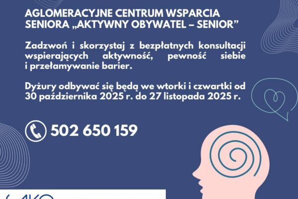 Centrum wsparcia seniora 600x400 - Aglomeracyjne Centrum Wsparcia Seniora „Aktywny Obywatel – Senior” rusza już jutro!