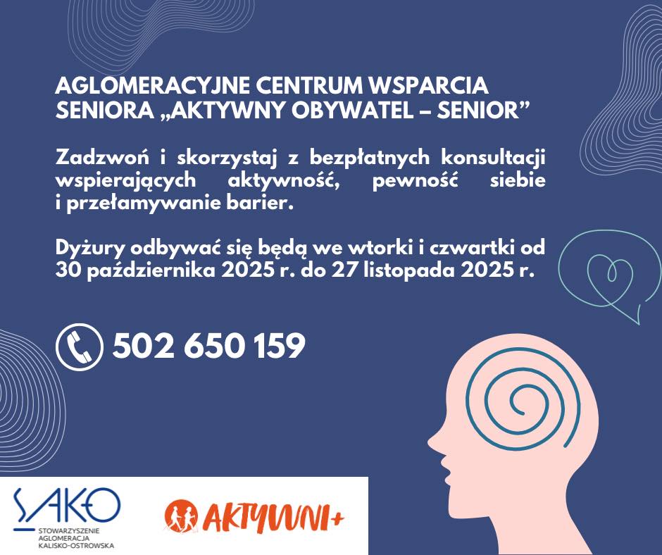 Centrum wsparcia seniora - Aglomeracyjne Centrum Wsparcia Seniora „Aktywny Obywatel – Senior” rusza już jutro!