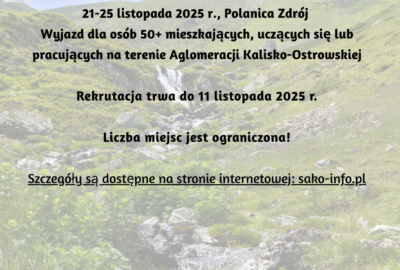 polanica II turnus 400x270 - Stowarzyszenie Aglomeracja Kalisko-Ostrowska (SAKO) zaprasza do udziału w bezpłatnym wyjazdowym turnusie profilaktycznym