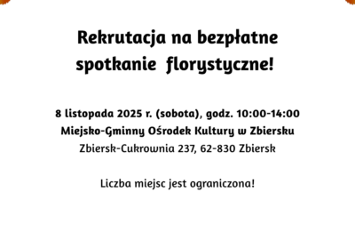 florystyka zbiersk 400x270 - Stowarzyszenie Aglomeracja Kalisko-Ostrowska zaprasza do udziału w bezpłatnym spotkaniu florystycznym do Gminnego Ośrodka Kultury w Zbiersku